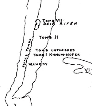 Detailed Map of the Der Rifeh with the location of tombs